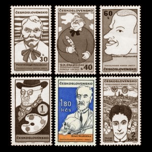 anthropologist Ales Hrdlicka among other famous persons on stamps of Czechoslovakia 1969