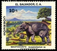 Mastodon on stamp of El Salvador 1979