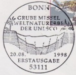 Messel Pit on commemorative postmark of Germany 1998