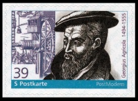 Georgius Agricola also called Georgii Agricolae on stamp of private German post company Post Modern 2013