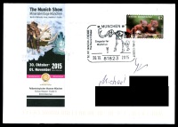 commemorative cover of Paleontology Museum of Munich with mammoth on postmark and cachet