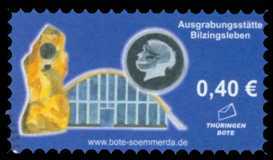 Homo erectus bilzingslebenensis on stamp of private post of Germany 2014