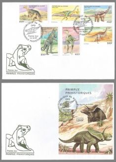 Dinosaurs on FDC of Guinea 1997