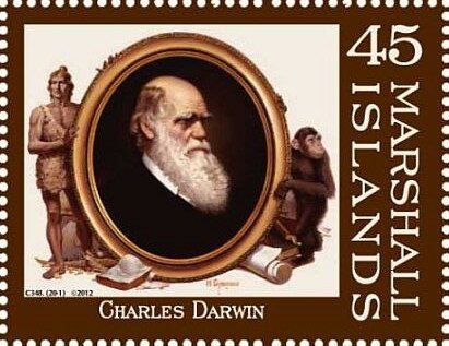 Charles Darwin on stamp of the Marshall Islands 2012