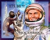 Prehistoric human on stamp of Mozambique 2012