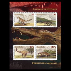Dinosaurs and prehistoric animals of limited edition Mini-Sheet of Romania 2016