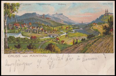 Castle Banz on vintage postcard of Germany