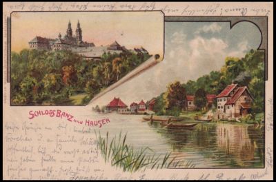 Castle Banz on vintage postcard of Germany