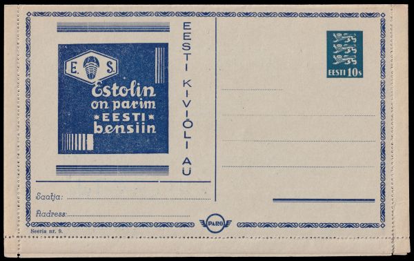 Trilobite on postal stationery of Estonia 1937