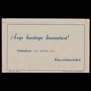 Estonian Red Cross lettercard of Estonia 1937 Estonian Red Cross lettercard of Estonia 1937