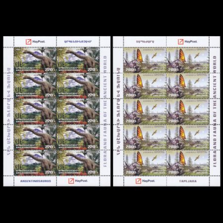 Tepejara and Argentinosaurus on mini sheet stamps of Armenia 2018