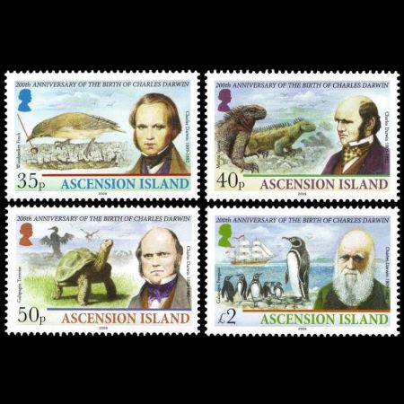 Charles Darwin on stamp of Ascension Island 2009