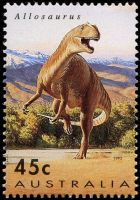 Timimus dinosaur on stamp of Australia 1993