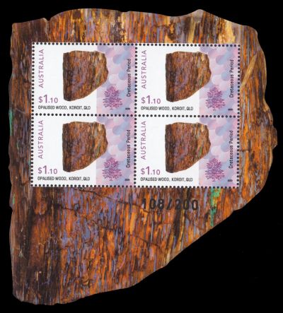 Petrified wood on souvenir-sheet of Australia 2020 Petrified wood on souvenir-sheet of Australia 2020