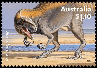Australovenator dinosaur on stamp of Australia 2022