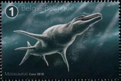 Mosasaurus  on stamps of Belgium 2018