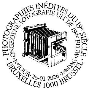 Photo camera on First-Day-of-Issue postmark of Belgium 2026