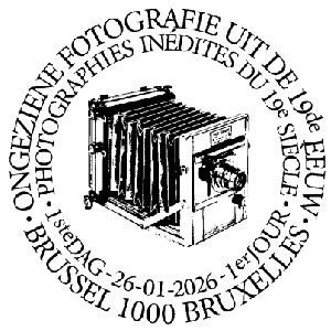 Photo camera on  First-Day-of-Issuepostmark of Belgium 2026