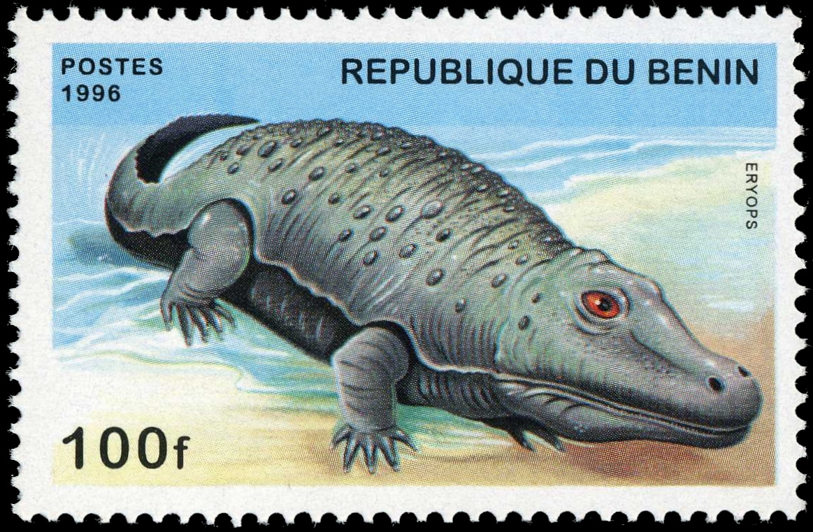 Eryops on stamp of Benin 1996