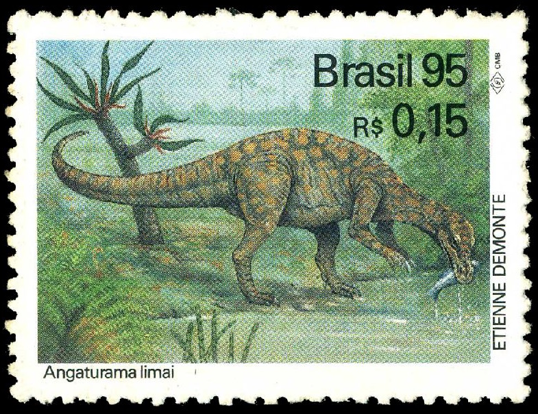 Dinosaurs on stamp of Brazil