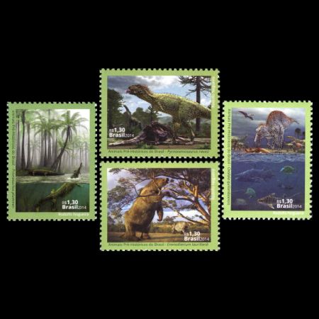 dinosaurs and prehistoric animals on stamps of Brazil 2014
