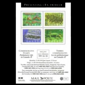 Prehistoric Life in Canada, The Age of Primitive Life on stamps mini sheet of Canada 1991