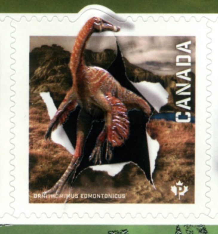 Ornithomimus on stamps Canada