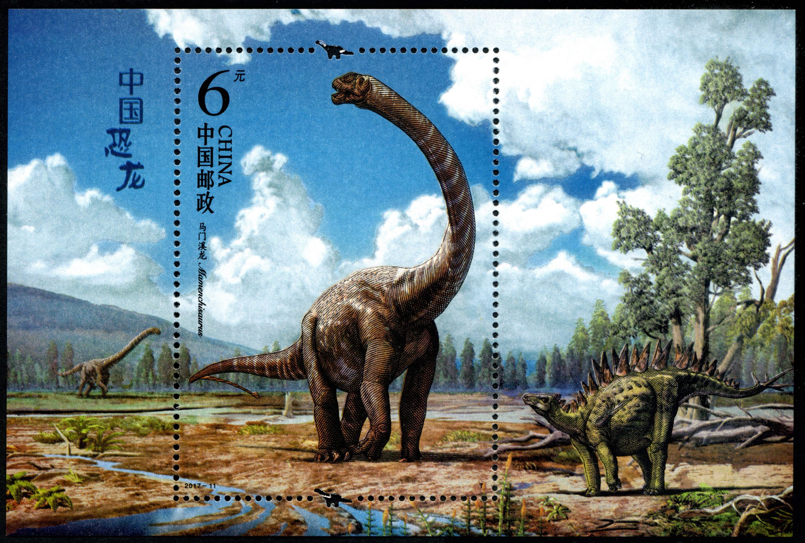 Dinosaurs on Souvenir-Sheet of China