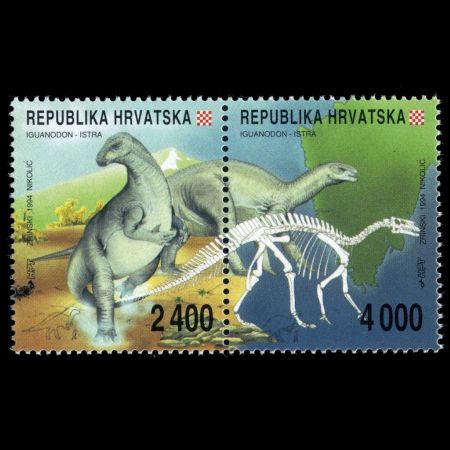 Dinosaur s on stamps of Croatia 1994