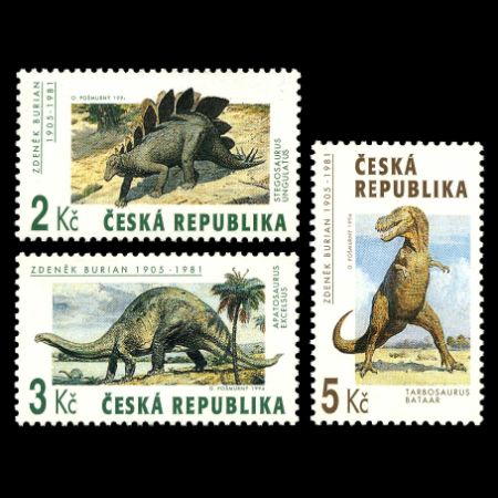 Dinosaurs on stamps of Czech 1994