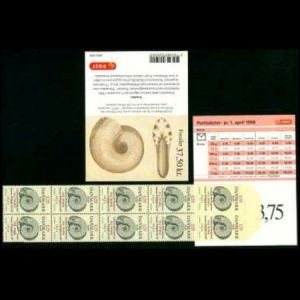 Ammonite Parapuzosia on booklet stamps of Denmark 1998