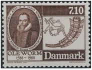 Ole Worm on stamp of Denmark 1988