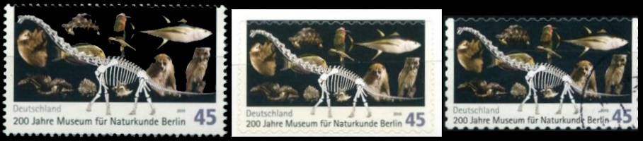 Mint and self adhesive stamp of Bicentenary of Museum fuer Naturkunde in Berlin