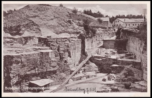 Photo postcard shows the landscape in the quarry of Solnhofen