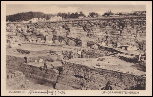 Photo postcard shows the landscape in the quarry of Solnhofen
