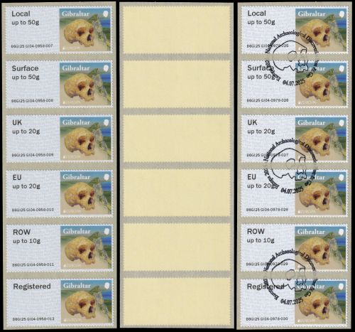 Neanderthal skull on ATM stamps of Gibraltar 2025 Neanderthal skull on ATM stamps of Gibraltar 2025