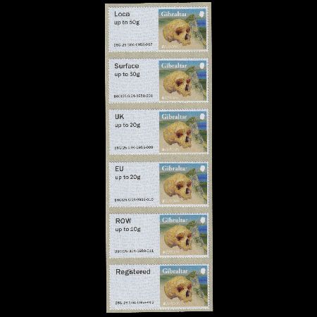 Neanderthal skull on ATM stamps of Gibraltar 2025 Neanderthal skull on ATM stamps of Gibraltar 2025