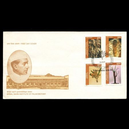 plant fossils from paleobotany institute of Lucknow on FDC of India 1997