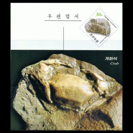 Ditomopharangia pterosaur fossil on integrated stamp of postal stationery of North Korea 2013