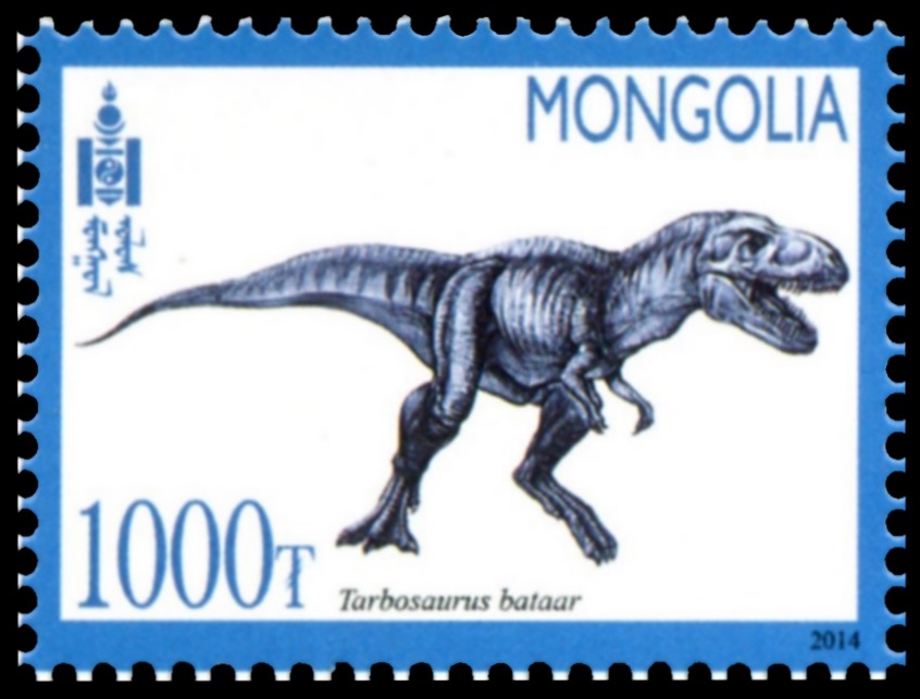 Tarbosaurus Bataar on stamp of Mongolia