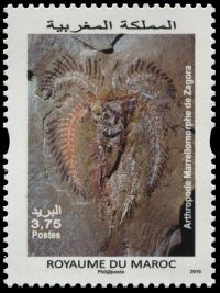 Marrellomorph on stamp of Morocco 2015