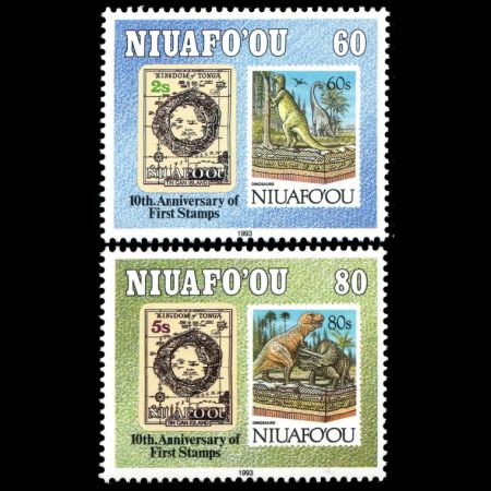 Dinosaurs and Plesiosaurus on stamps of Niuafoʻou 1995