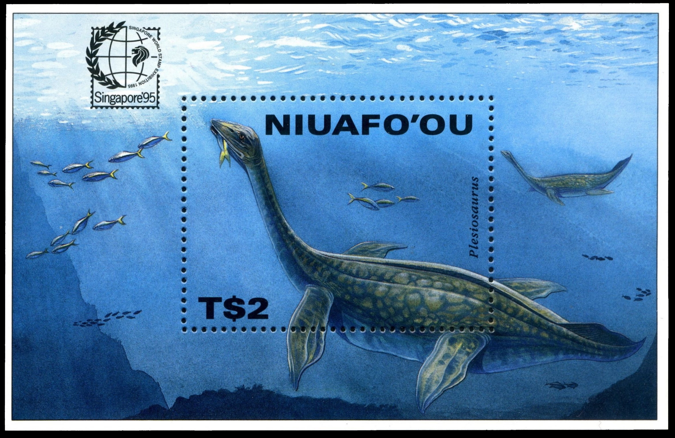 Plesiosaurus on stamp of New Niuafo’ou
