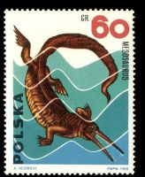 MESOSAURUS on stamp of Poland 1965