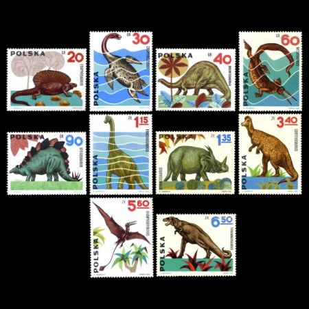 Prehistoric animals on stamps of Poland 1965