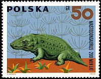 Mastodonsaurus on stamp of Poland 1966