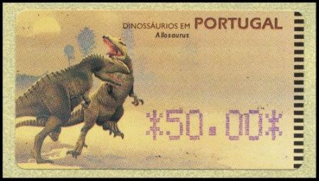 Allosaurus on ATM stamp of Portugal 1999