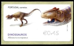 Allosaurus on ATM stamp of Portugal 2015