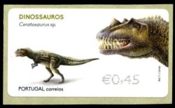Ceratosaurus on ATM stamp of Portugal 2015