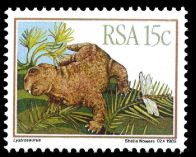 Lystrosaurus on stamp of South Africa 1982